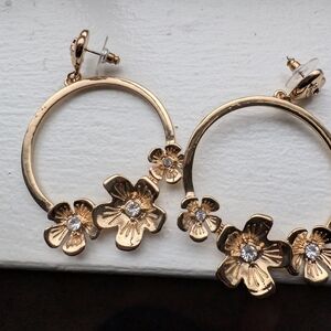 Gold Floral Hoop Earrings